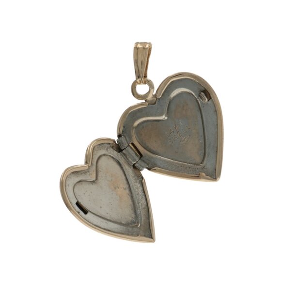 Yellow Gold Heart Locket Pendant - 14k Love Two Frames - Picture 2 of 5